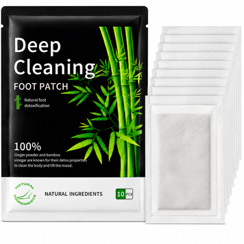 Фітопластир для ніг Deep Cleaning Foot Patch з імбиром, полином і бамбуковим вугіллям - від тяжкості та втоми ніг, 10 шт. 69314 фото