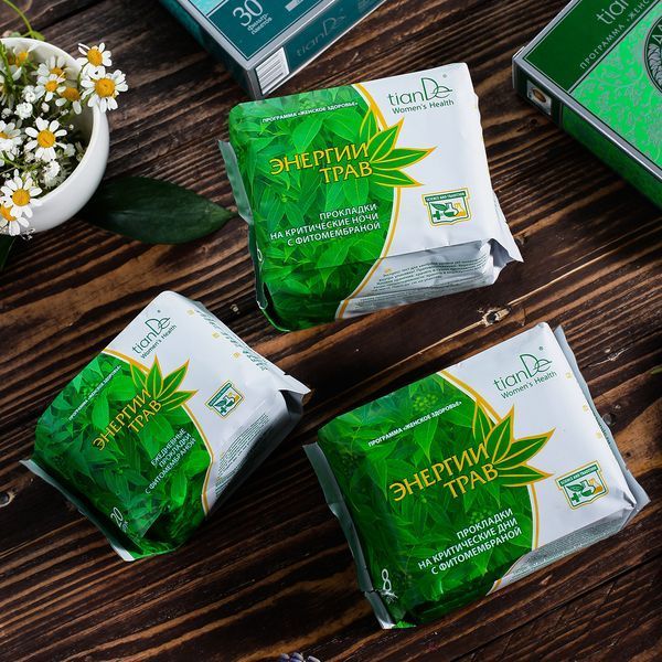 Ежедневные прокладки TianDe &laquo;Энергия трав&raquo; с фитокомплексом &mdash; защита от запаха и комфорт 61901 фото